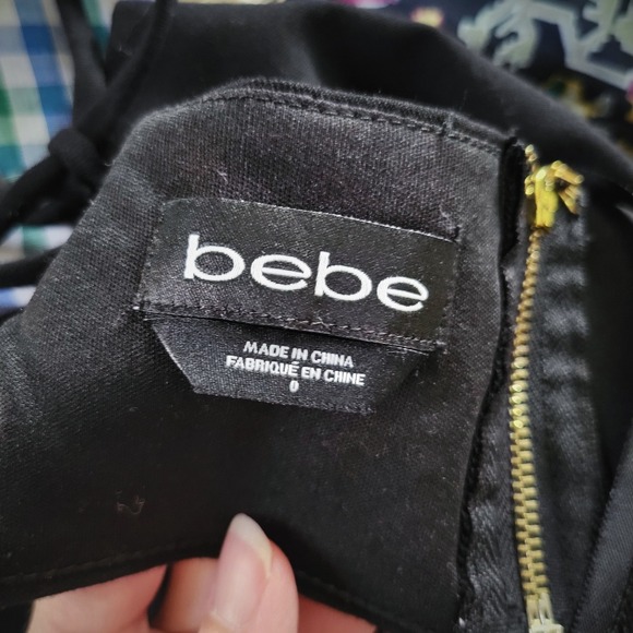 Bebe Jumpsuit Black Halter Neck Cutout Wide Leg Sleek Daring 0 - Picture 7 of 7